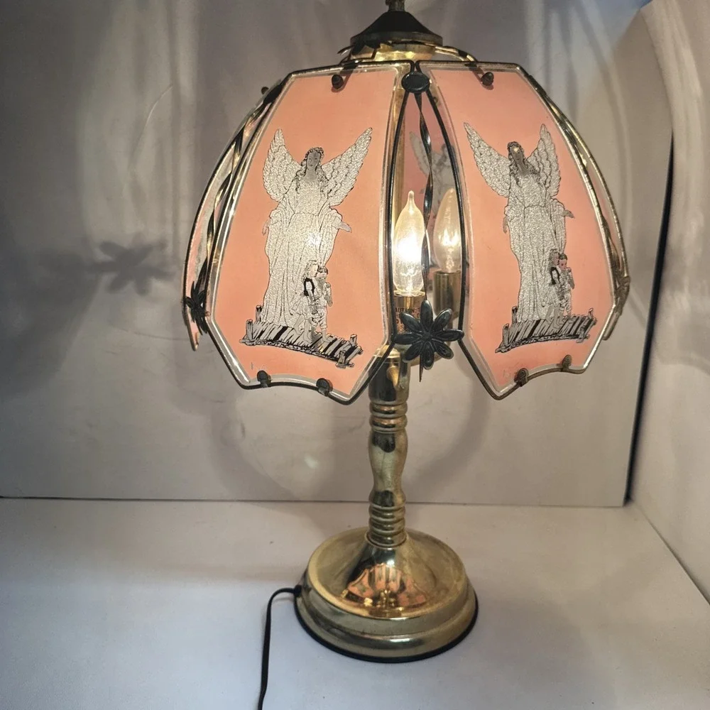 Vintage Touch Lamp OK LIGHTING Angel Glass Panels Lamp Angel Nice